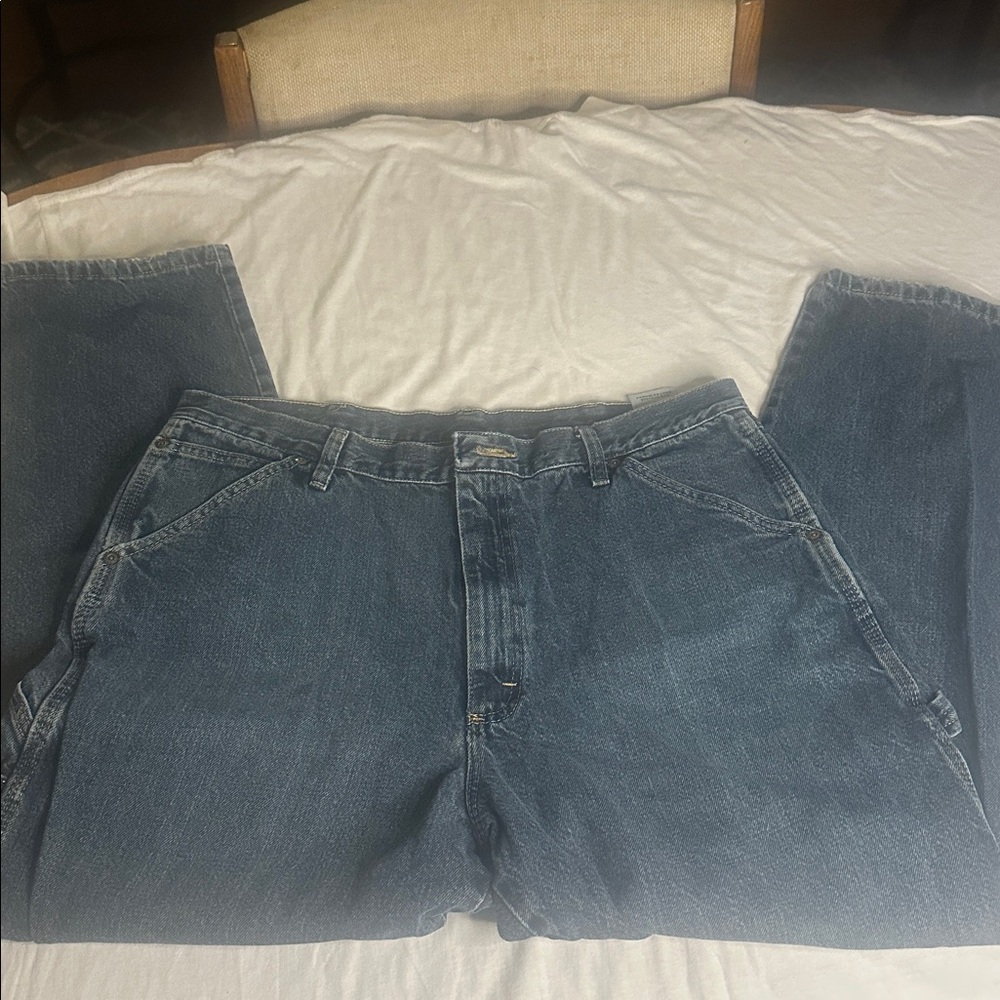 Wrangler Mens Rugged Wear Jeans Sz 38x30 Waist 38” Blue Denim